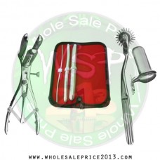 Hegar uterine dilator 3 pieces set,3-4, 11-12, 17-18, wartenberg pinwheel, mathieu speculum, collin large
