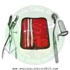 Hegar uterine dilator 3 pieces set,3-4, 13-14, 15-16, wartenberg pinwheel, mathieu speculum, collin large