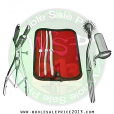 Hegar uterine dilator 3 pieces set,3-4, 9-10, 13-14, wartenberg pinwheel, mathieu speculum, collin large