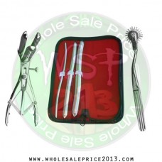 Hegar uterine dilator 3 pieces set, 5-6, 11-12, 15-16, wartenberg pinwheel, mathieu speculum