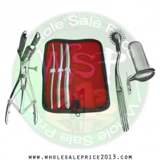 Hegar uterine dilator 3 pieces set, 5-6, 9-10, 13-14, wartenberg pinwheel, mathieu speculum, collin large