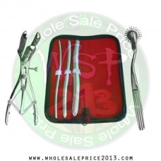 Hegar uterine dilator 3 pieces set, 5-6, 9-10, 15-16, wartenberg pinwheel, mathieu speculum