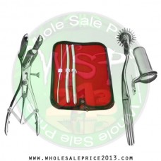 Hegar uterine dilator 3 pieces set,3-4, 9-10, 11-12, wartenberg pinwheel, mathieu speculum, collin large