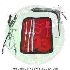 Hegar uterine dilator 3 pieces set, 5-6, 7-8, 13-14, mathieu speculum, grave small